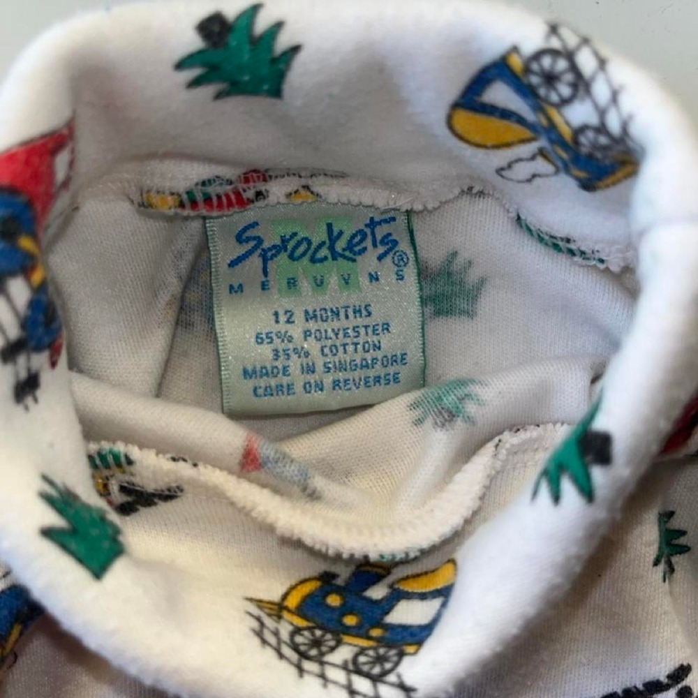 VTG Spockets Merwyn 12M Boys Long sleeve w Trains - Picture 2 of 3